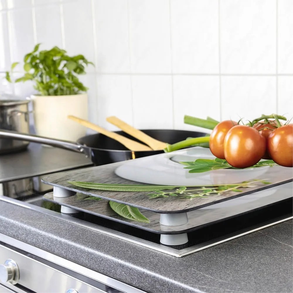 Set di 2 copri stufe in vetro Herbal, 52 x 30 cm Herb Garden - Wenko