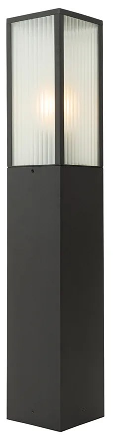 Lampada da terra per esterni nera con vetro rigato 80 cm IP44 - Charlois
