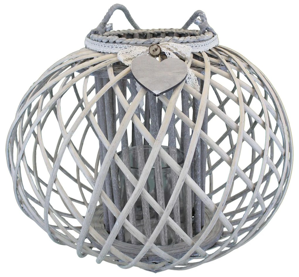 GISELE - lanterna in vimini tondo 20 x 40 cm