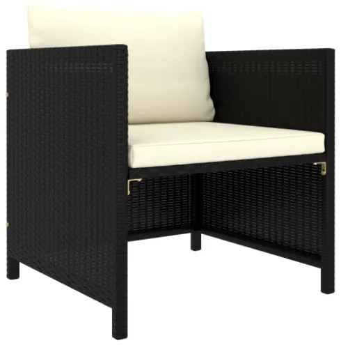 Set Divani da Giardino 8 pz con Cuscini in Polyrattan Nero