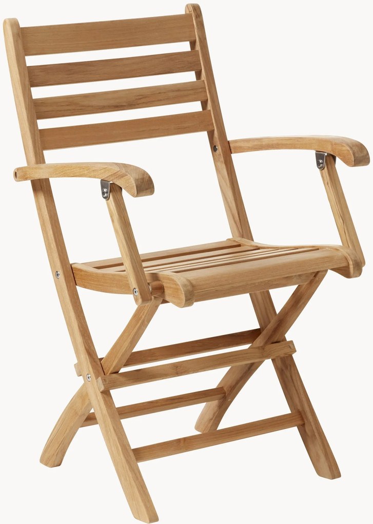 Sedia da giardino pieghevole in legno di teak con braccioli York