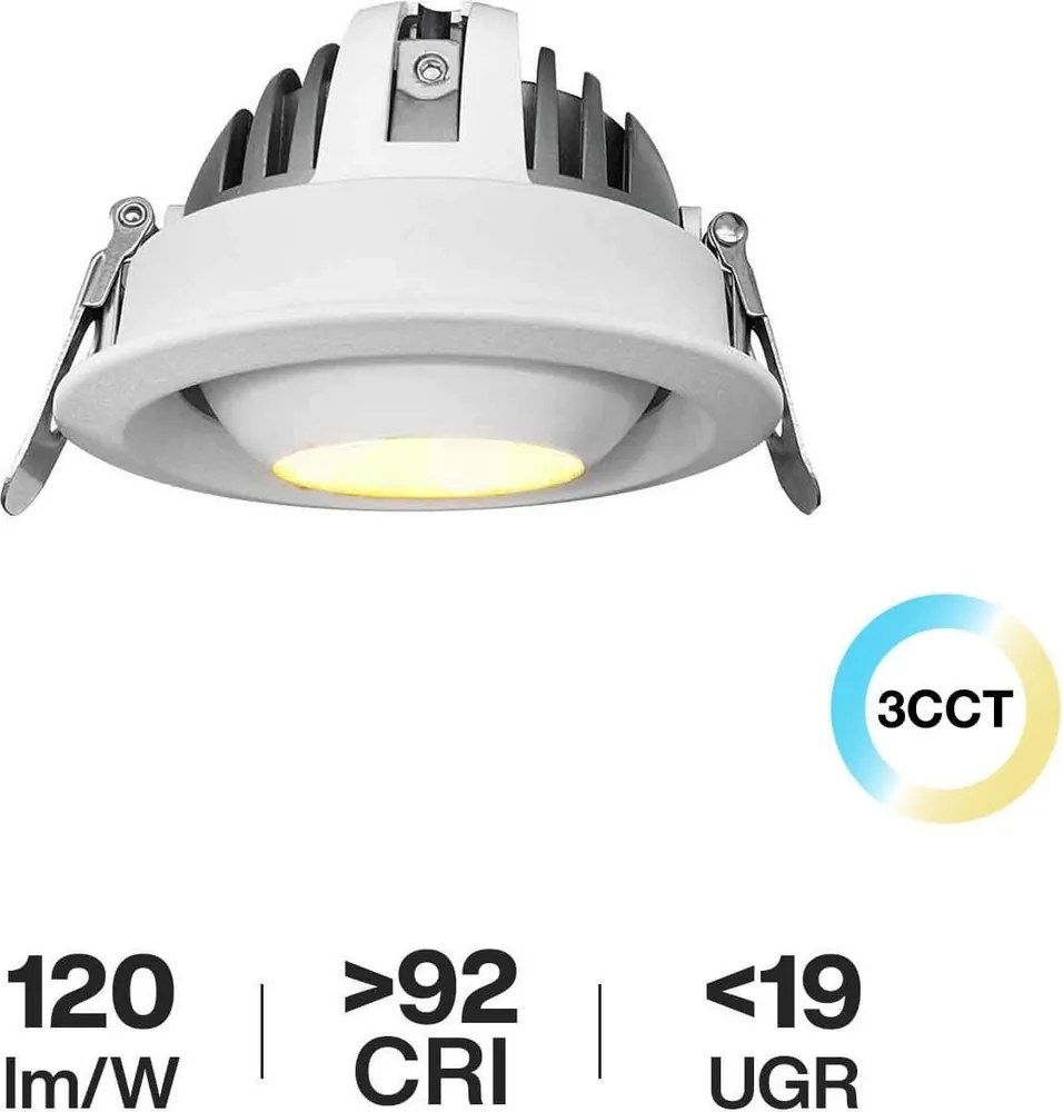 Faro LED da Incasso 12W Ø75mm IP40 Orientabile con driver Philips Colore Bianco Variabile CCT