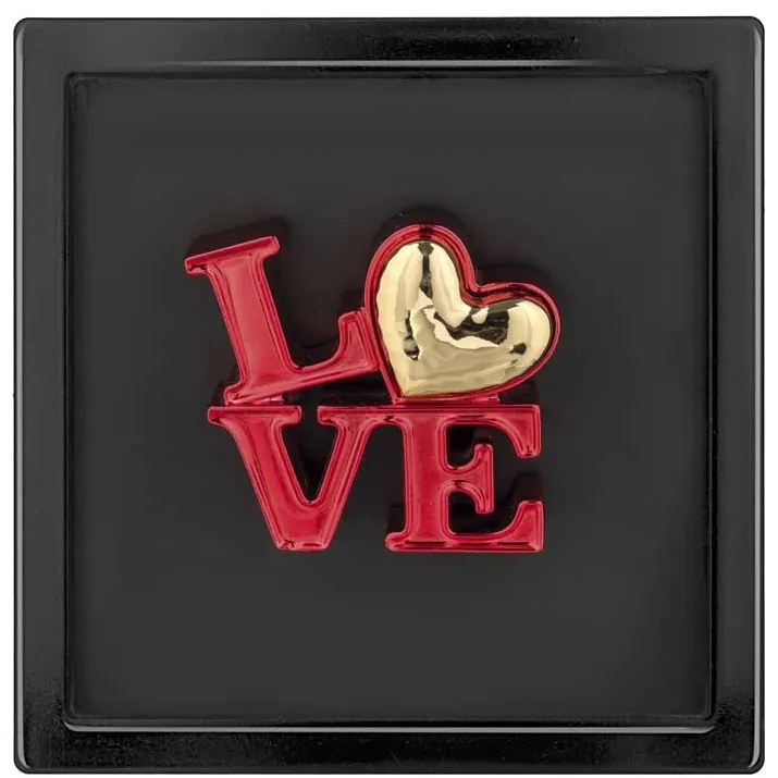 Bongelli preziosi Quadretto in legno e scultura in marmorino scritta LOVE cm 15 x 15 - varie colorazioni NERO ROSSO