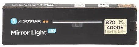 Aigostar - Illuminazione per specchio da bagno a LED 8W/230V 4000K 40 cm IP44 nero