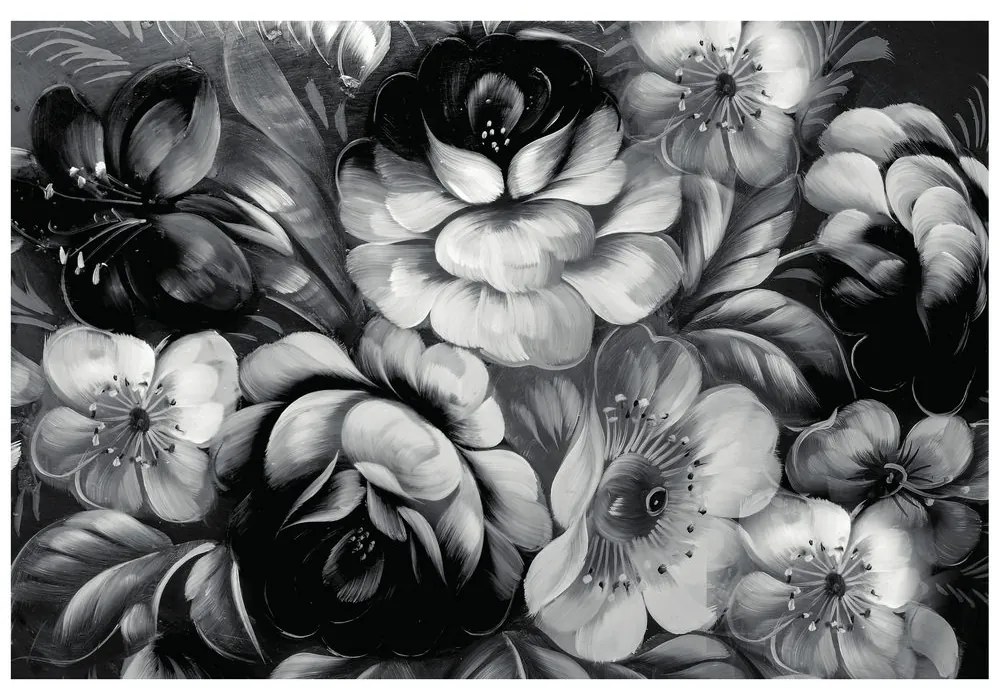 Carta da parati – Fiori in bianco e nero