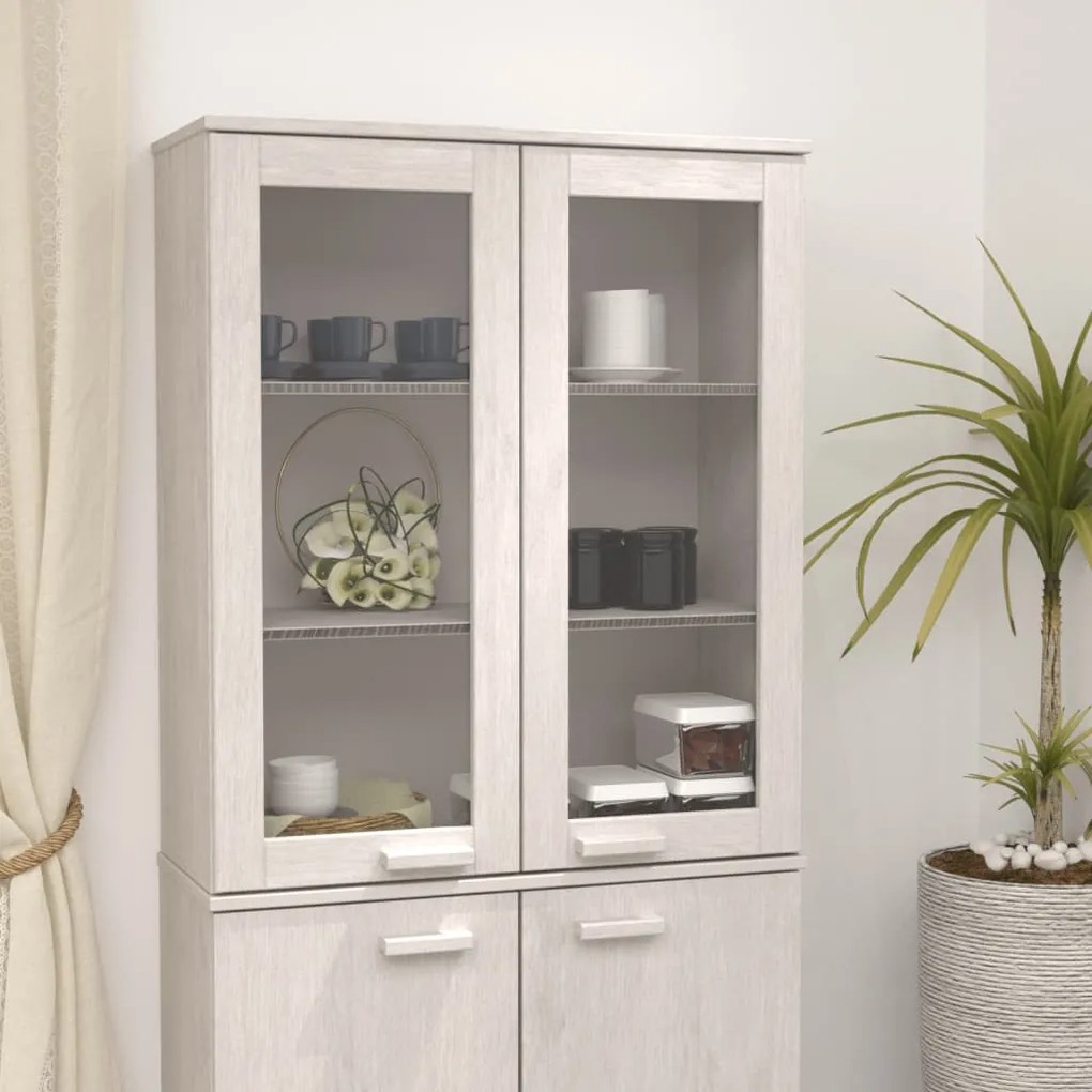 Piano Credenza Hamar Bianco 85x35x100 Cm Legno Massello Di Pino /