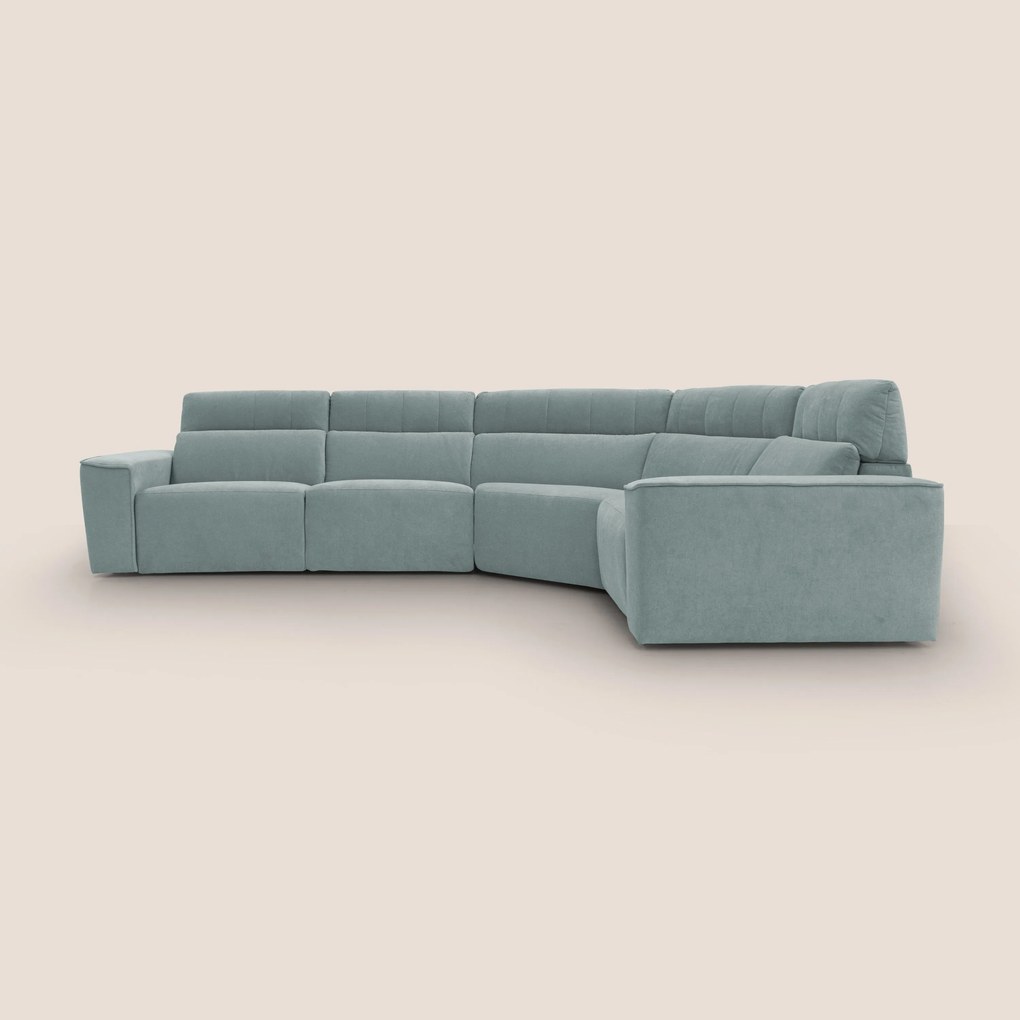 Clark Divano modulare angolare REVERSIBILE con opzione relax elettrico in tessuto smacchiabile impermeabile T17
