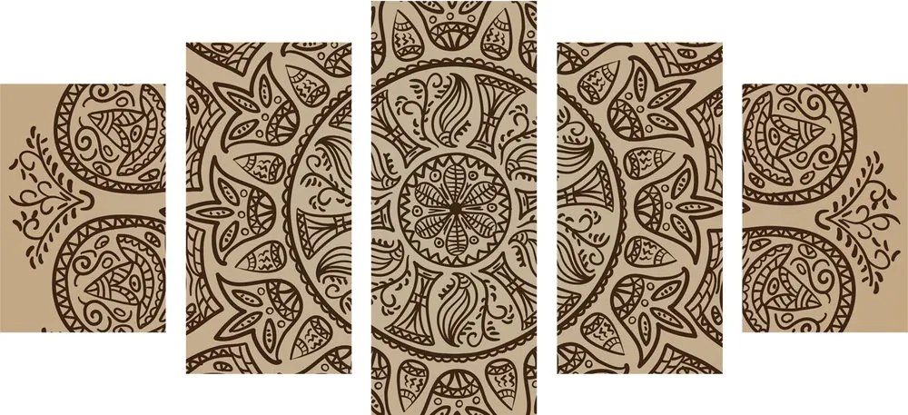 Quadri 5 pezzi – Mandala con motivo naturale astratto