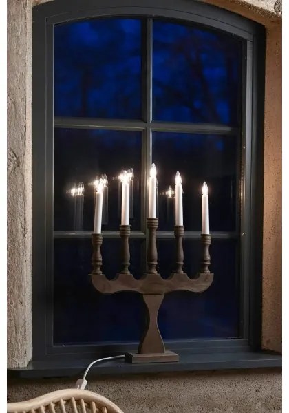 Markslöjd 706280 - Candelabro natalizio SVANEHOLM 5xE10/3W/230V pino/marrone