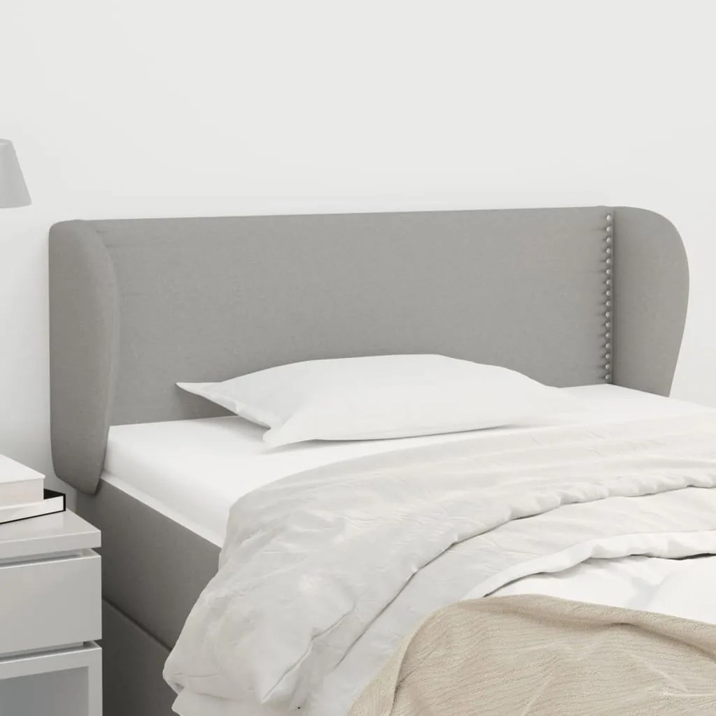 Testiera Ad Orecchio Grigio Chiaro 93x23x78/88 Cm İn Tessuto /