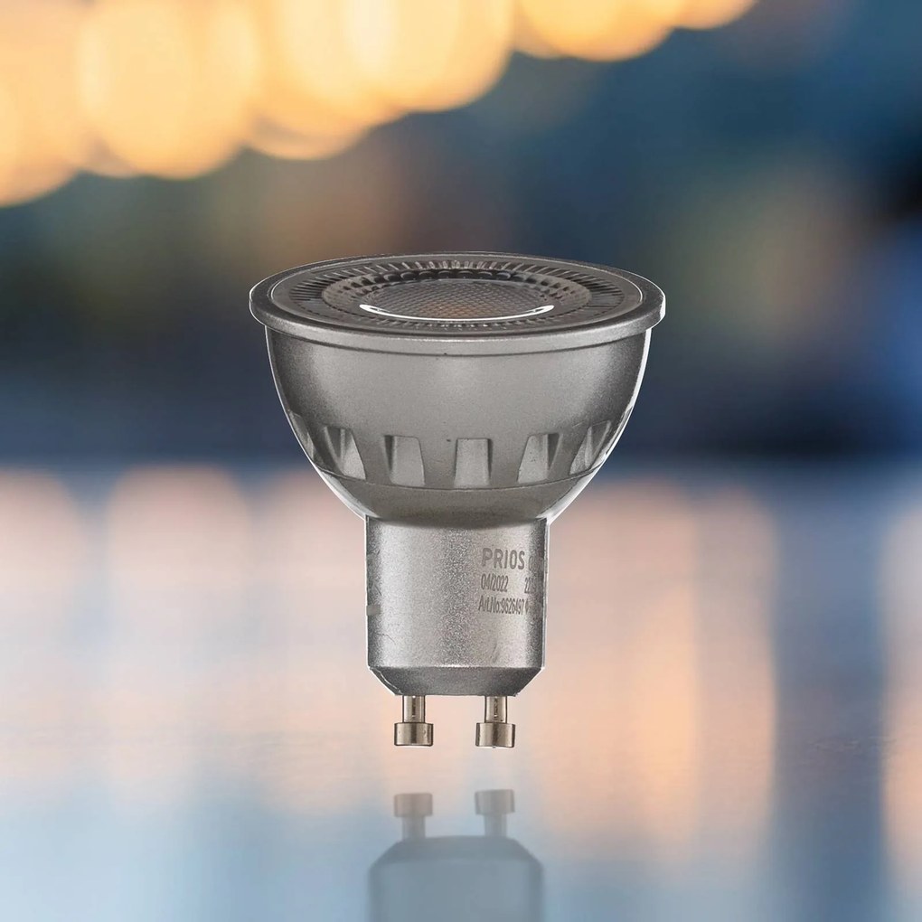Prios LED riflettore GU10 5W 3.000K 90° dimming