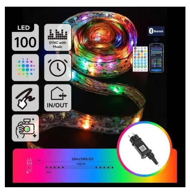 Aigostar - Catena luminosa natalizia per esterni LED RGBICW 100 LED/10W/230V 10 m IP44 + telecomando