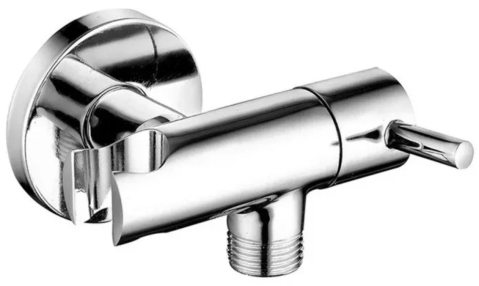 Set doccetta bidet cromata in abs con pulsante on/off e supporto con rubinetto