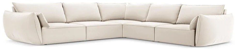 Divano angolare beige con rivestimento in velluto Vanda – Mazzini Sofas