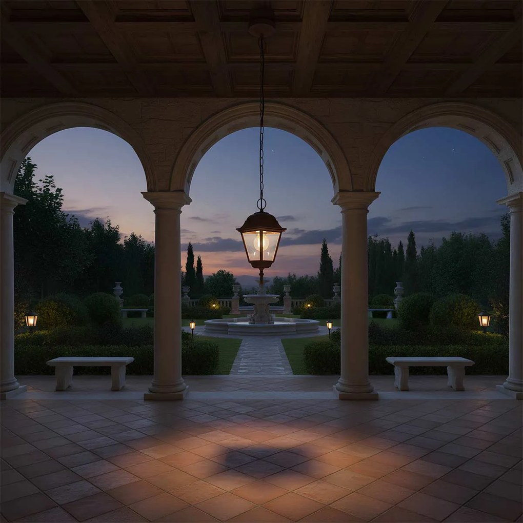 Lanterna Vintage a Sospensione E27 IP54 Corten - Serie Alfieri