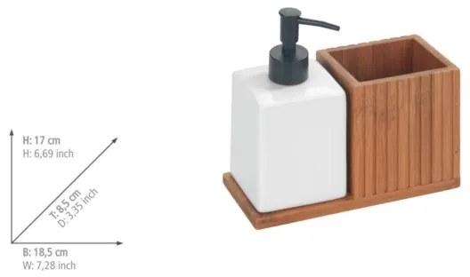 WENKO 54944100 - Dispenser per sapone MERA 18,5x17 cm marrone