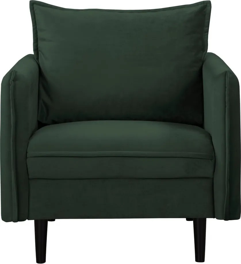 Poltrona verde scuro con rivestimento in velluto Juli – Ropez