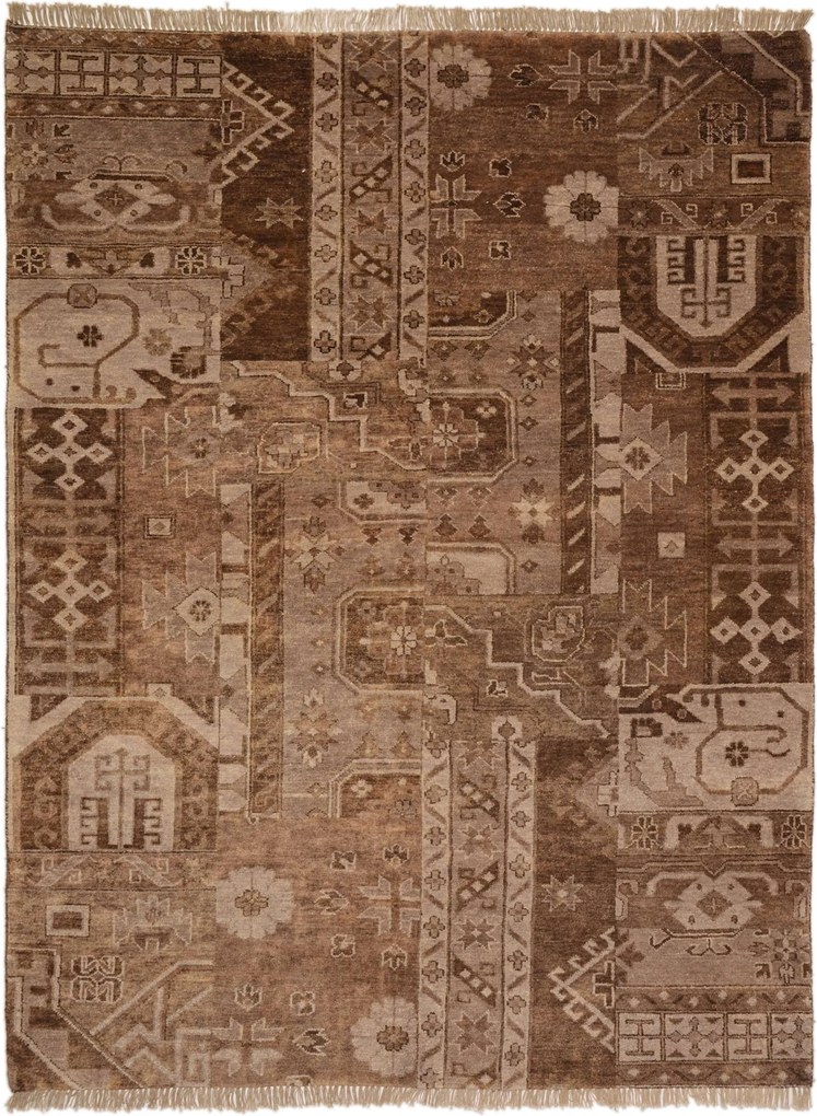 Patchwork Tappeto orientale 240x180 Marrone (Pakistan) Annodato A Mano