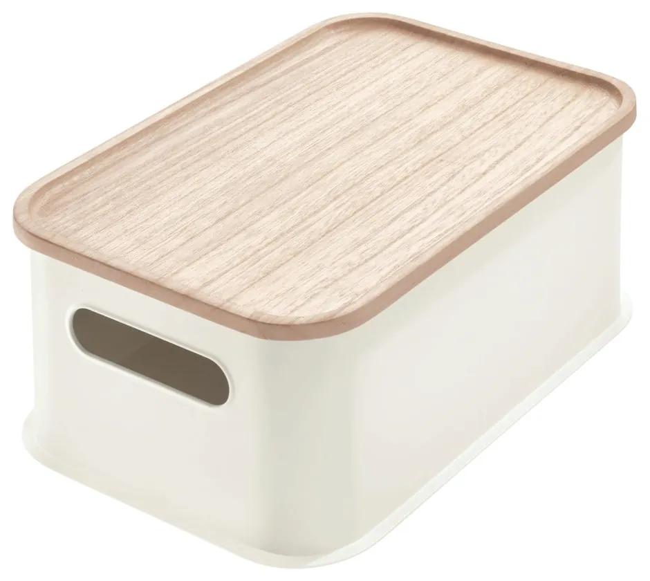 Scatola portaoggetti bianca con coperchio in legno di paulownia manico, 21,3 x 30,2 cm Eco - iDesign