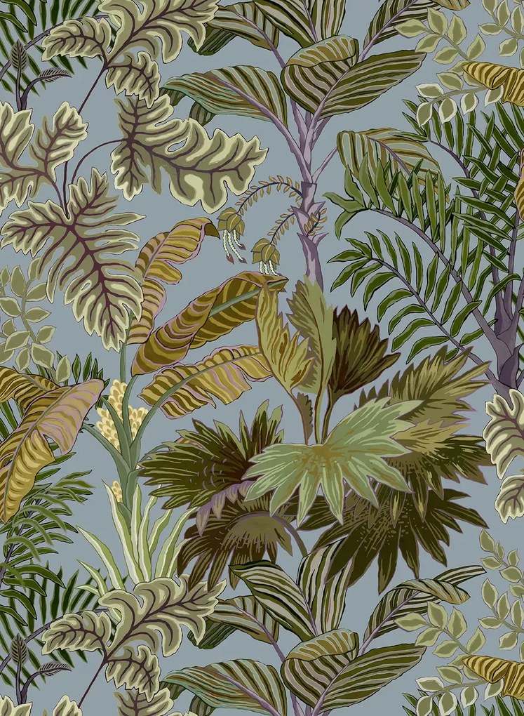 Josephine Munsey Carta da parati Palm Grove - Dusk and Verdigris