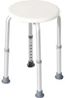 EasyComfort Sgabello da Doccia per Anziani con Ausilio Rotondo, Sedia da Bagno per Disabili con Altezza Regolabile 8 Posizioni, Piedini Antiscivolo, in Alluminio e PE, Bianco