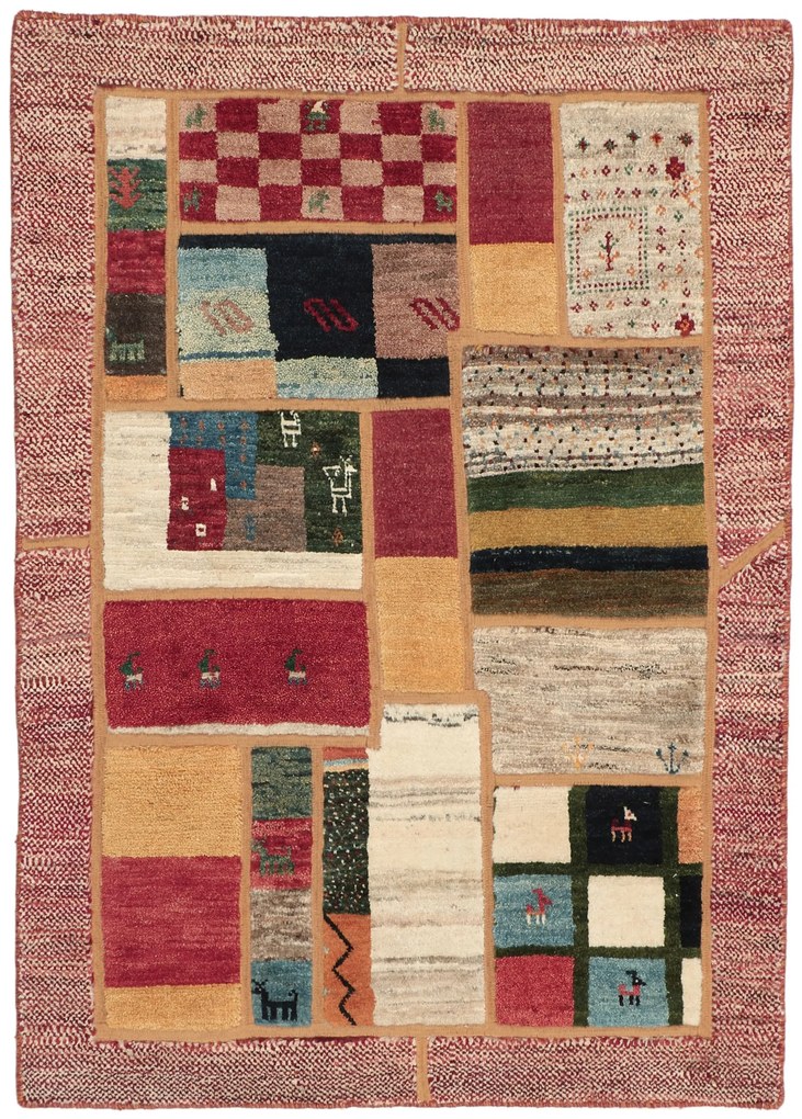 Gabbeh Tappeto 100x140 (Iran) Annodato A Mano