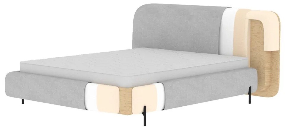 Letto matrimoniale imbottito beige con contenitore e rete inclusi 180x200 cm Pointt – ELTAP