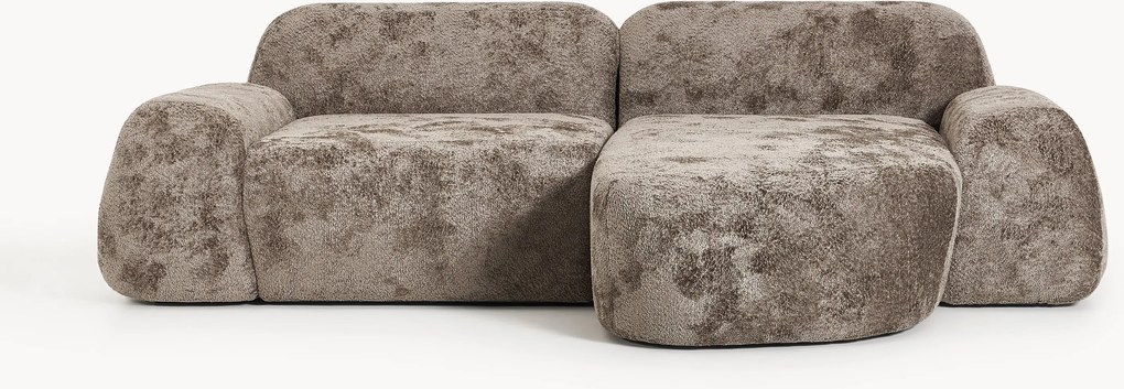 Divano angolare componibile 3 posti in teddy bouclé Wolke