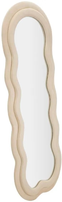 Specchio Murale Elegante Miki in Velluto Crema 60x4x160 cm