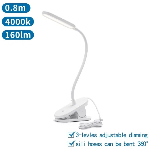 Aigostar - Lampada da tavolo LED dimmerabile con clip LED/2,5W/5V bianco