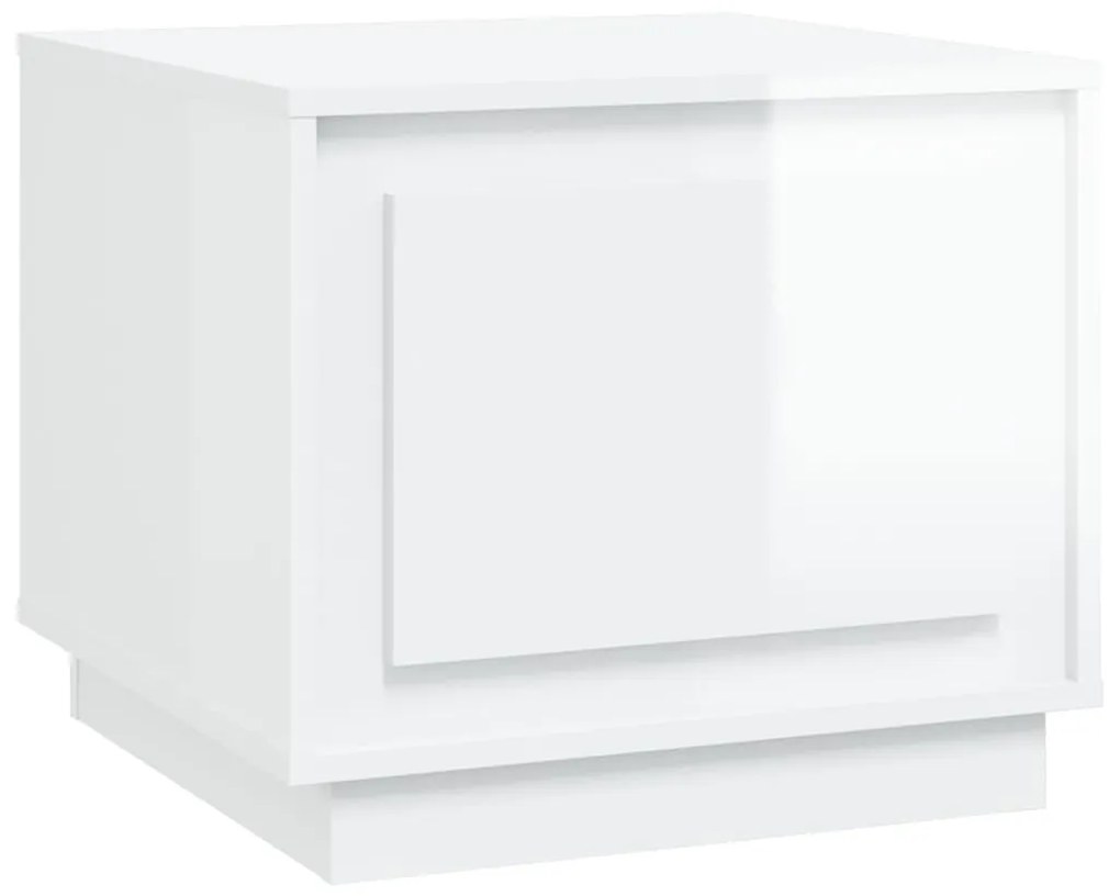 Tavolino da Salotto Bianco Lucido 51x50x44 cm Legno Multistrato