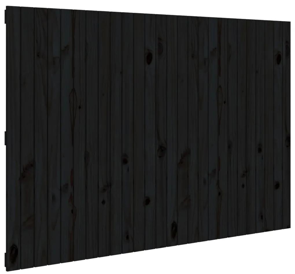 Testiera da parete nera 166x3x110 cm in legno massello di pino