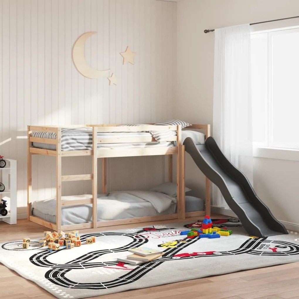 Letto A Castello Scivolo E Scala 80x200 Cm Legno Massello Pino /