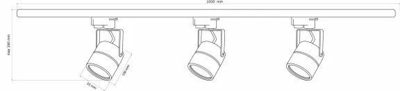 Faretto per sistema a binario PRAHA 3xGU10/10W/230V nero