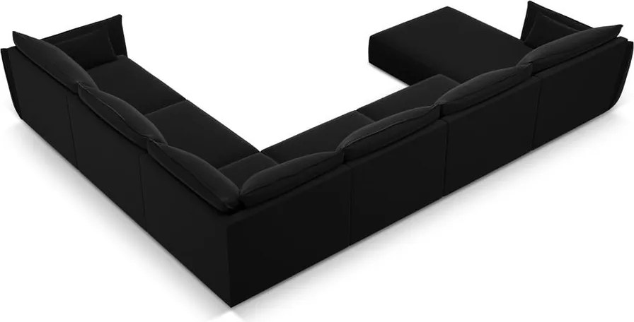 Divano angolare nero (con penisola a destra/a U) con rivestimento in velluto Vanda – Mazzini Sofas