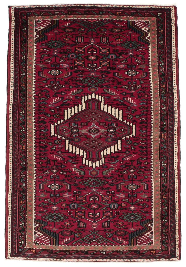 Hamedan Tappeto 100 x 150 Rosso (Iran) Annodato A Mano