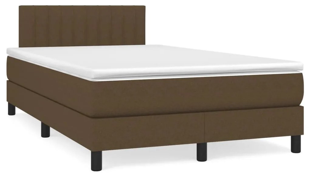 Letto a molle materasso e led marronescuro 120x190cm in tessuto