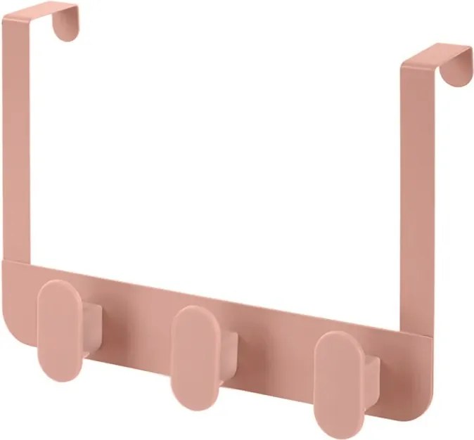 Gancio bagno triplo in acciaio e plastica rosa rettangolare Fiore