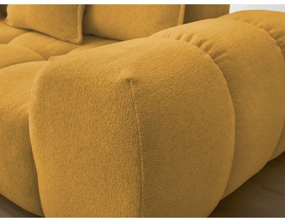 Divano angolare color senape allungabile e con contenitore (penisola a sinistra/a L) con rivestimento in ciniglia Everest – Bobochic Paris