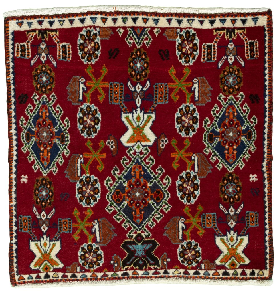 Shiraz Tappeto 60 x 60 Rosso (Iran) Annodato A Mano