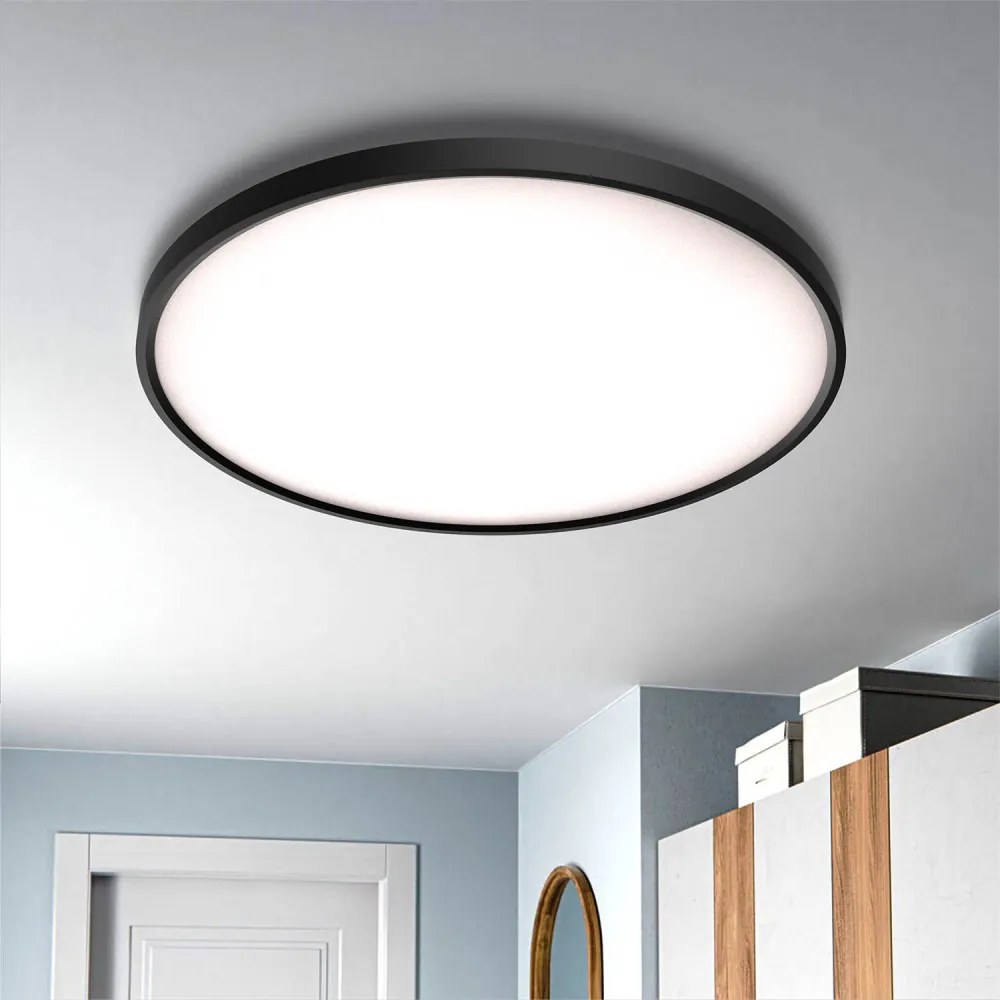 Plafoniera LED Rotonda 50W Slim CCT Bianco Variabile Ø600mm, IP20 - Nera Colore Bianco Variabile CCT