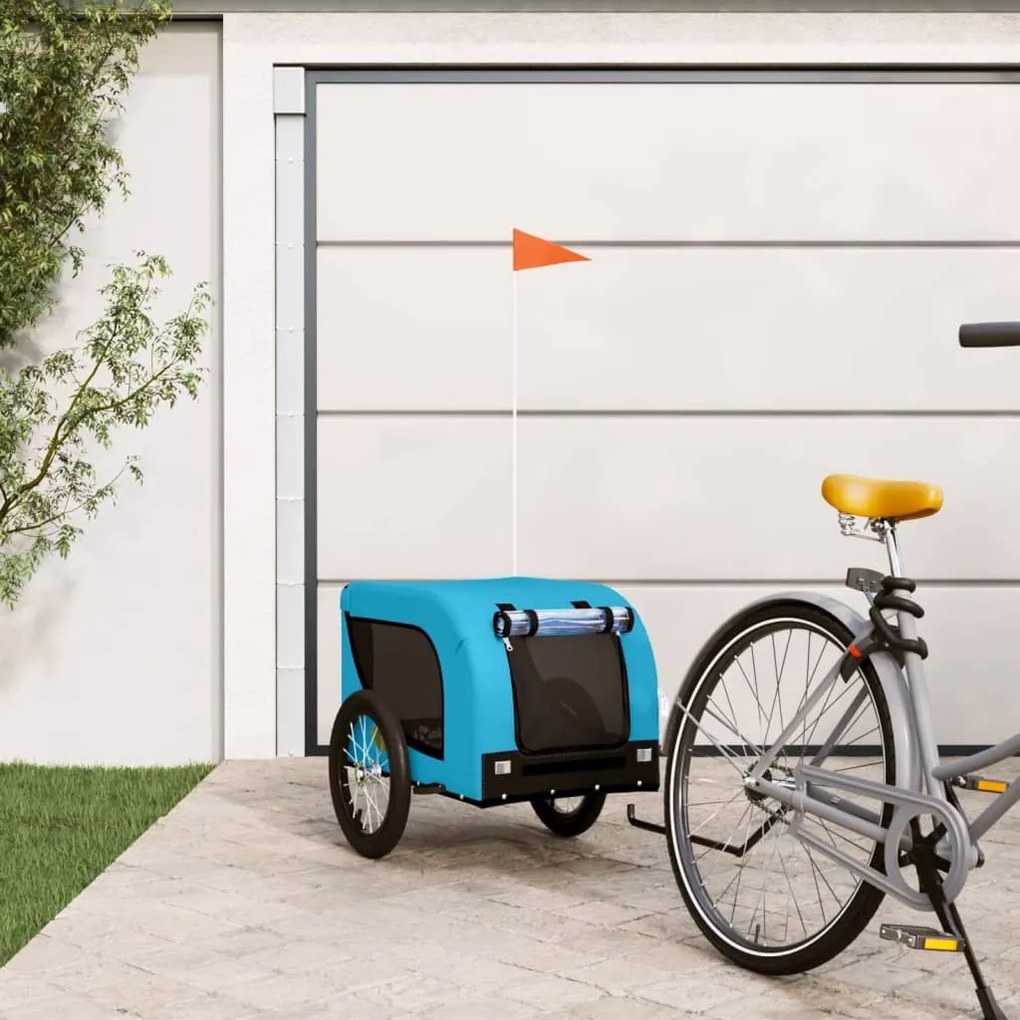 Rimorchio Da Bici Per Animali Blu E Nero Oxford E Ferro /