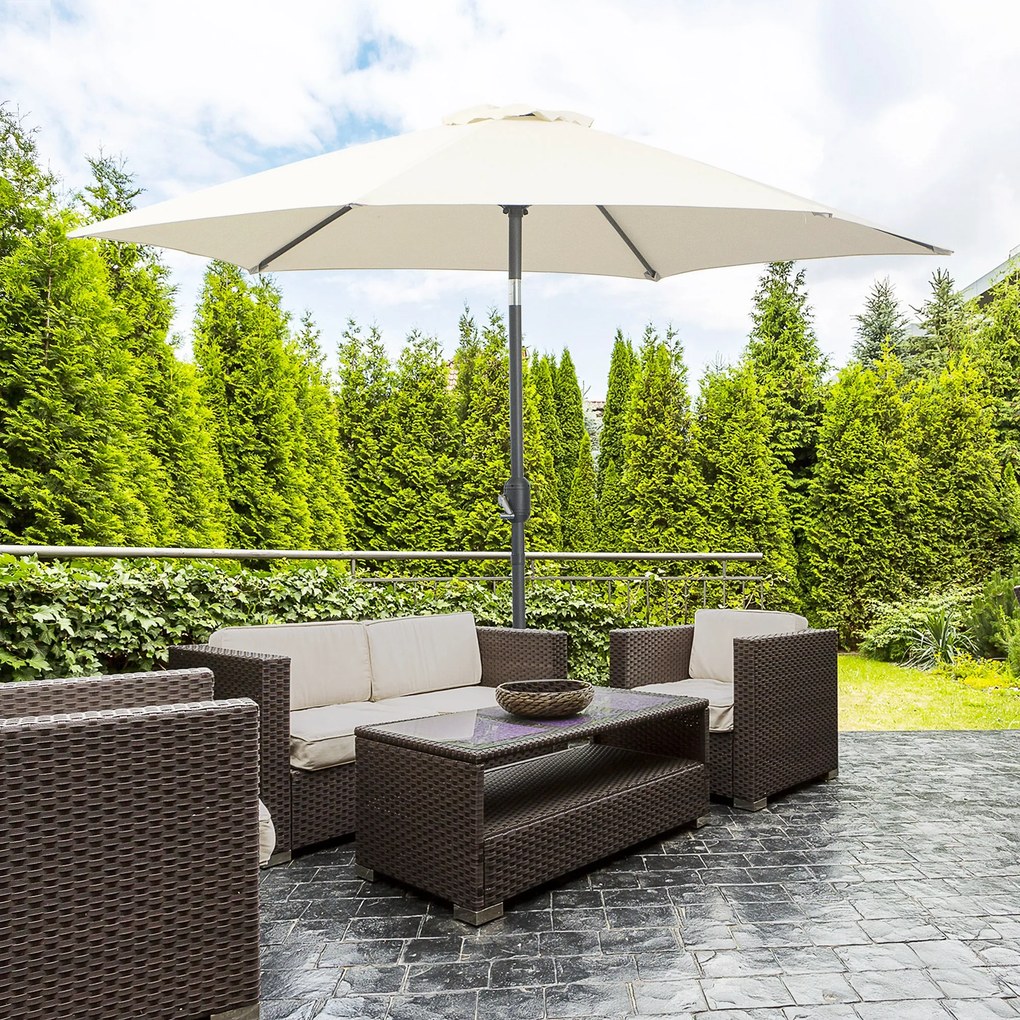 Ombrellone da Giardino Ø2.7x2.35 m Palo Ø38 mm in Alluminio Inclinabile Bianco...