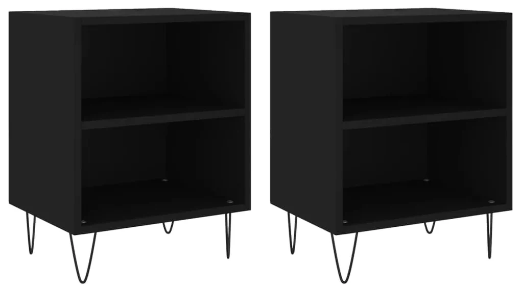 Comodini 2 pz neri 40x30x50 cm in legno multistrato