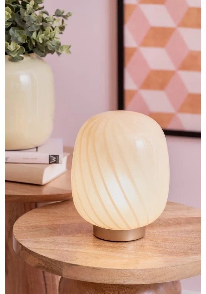 Lampada da tavolo giallo chiaro con paralume in vetro (altezza totale 20 cm) Summer Globe – Leitmotiv