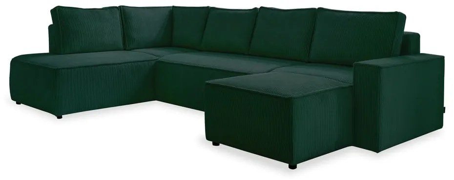 Divano letto angolare in velluto a coste verde scuro Brave Dave - Miuform