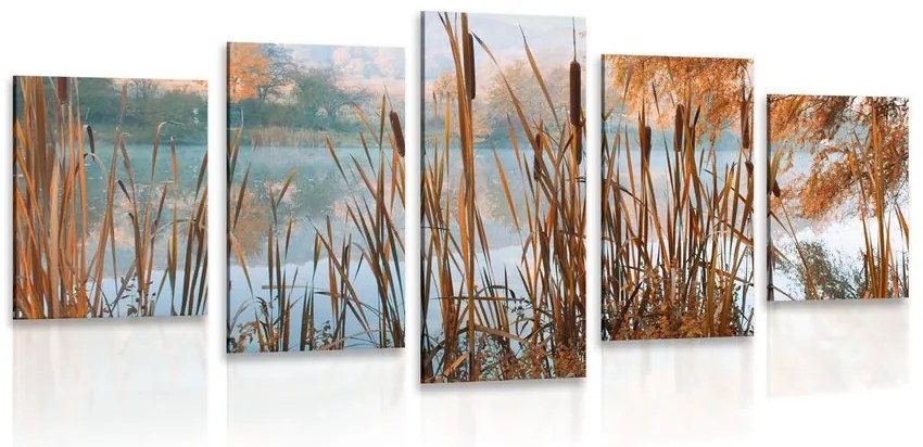Quadri 5 pezzi – Fiume tra la natura autunnale