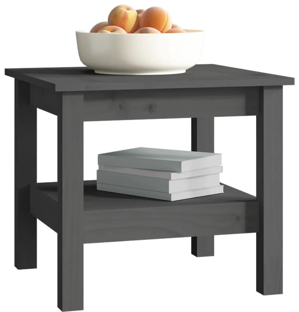 Tavolino da salotto grigio 45x45x40 cm legno massello di pino