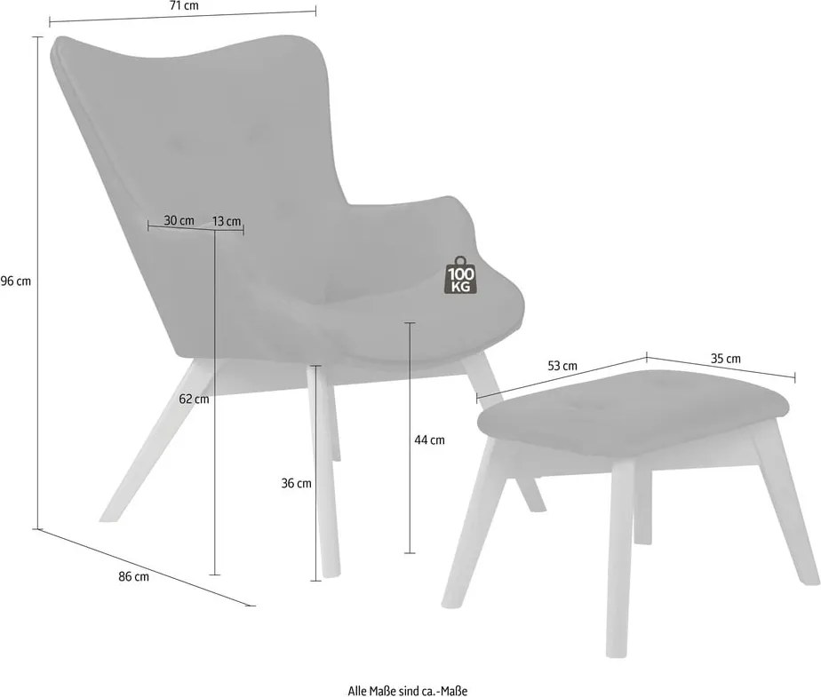 Poltrona con poggiapiedi rossa con rivestimento in velluto Niko – Ropez