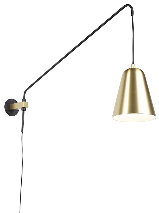 Applique da parete retrò oro/ottone con paralume - Demi